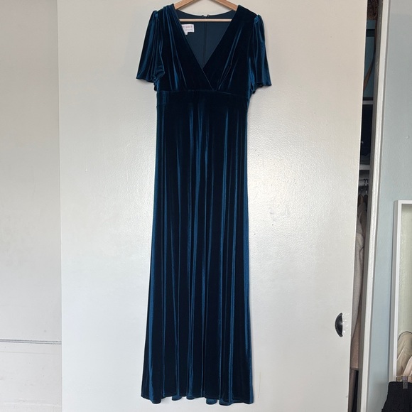 Birdy Grey Velvet floor length dress in Peacock blue - Picture 2 of 13